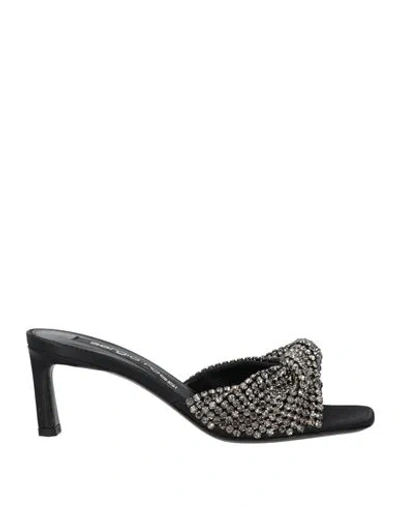 Sergio Rossi Woman Sandals Black Size 7 Textile Fibers