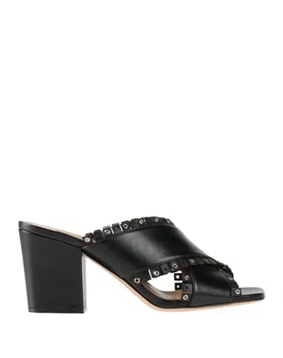Sergio Rossi Woman Sandals Black Size 7.5 Leather