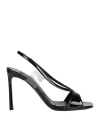 Sergio Rossi Woman Sandals Black Size 8 Leather, Plastic