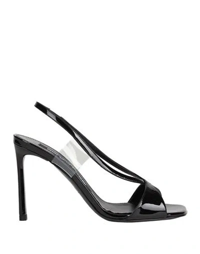 Sergio Rossi Woman Sandals Black Size 8 Leather, Plastic