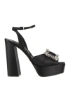 Sergio Rossi Woman Sandals Black Size 7.5 Textile Fibers