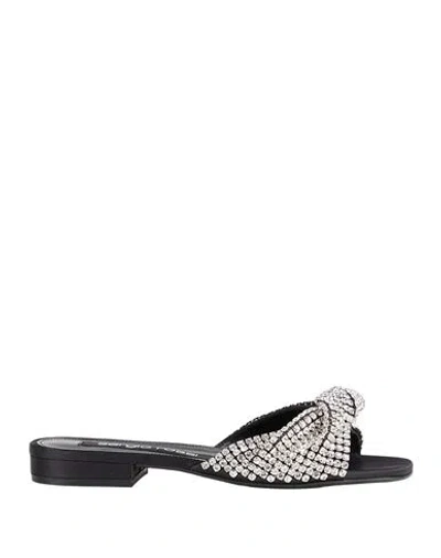 Sergio Rossi Woman Sandals Black Size 7.5 Textile Fibers