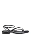 Sergio Rossi Woman Sandals Black Size 8 Leather, Textile Fibers In Black