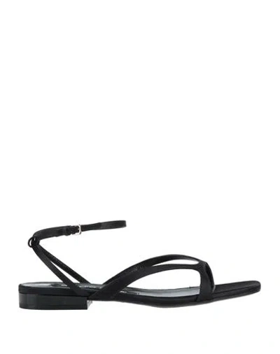 Sergio Rossi Woman Sandals Black Size 8 Leather, Textile Fibers