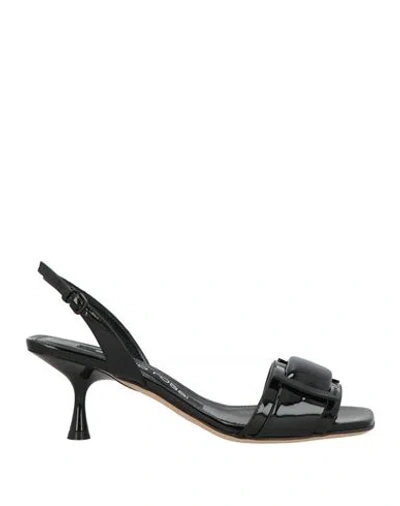 Sergio Rossi Woman Sandals Black Size 8 Soft Leather