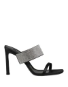 Sergio Rossi Woman Sandals Black Size 8 Textile Fibers In Black