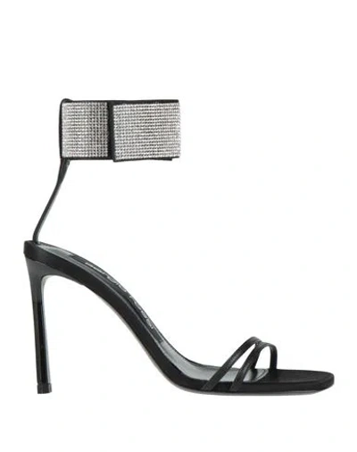 Sergio Rossi Woman Sandals Black Size 8 Textile Fibers