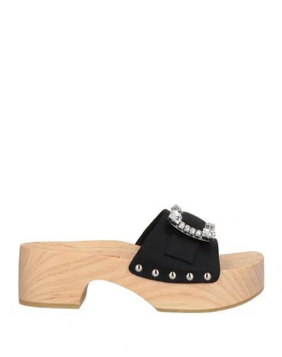 Sergio Rossi Woman Sandals Black Size 8 Textile Fibers