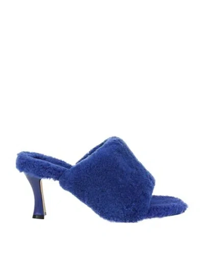 Sergio Rossi Woman Sandals Blue Size 5 Leather