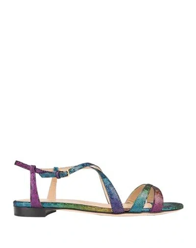 Sergio Rossi Woman Sandals Blue Size 6.5 Leather