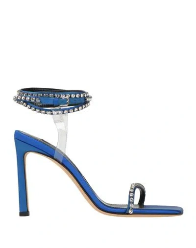 Sergio Rossi Woman Sandals Blue Size 6.5 Textile Fibers