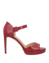 Sergio Rossi Woman Sandals Brick Size 8 Leather In Red