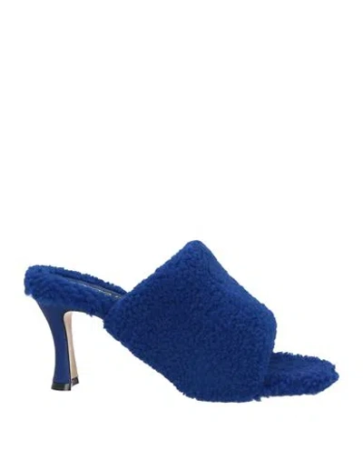 Sergio Rossi Woman Sandals Bright Blue Size 8 Leather