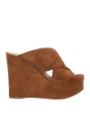 Sergio Rossi Woman Sandals Brown Size 8 Leather In Brown