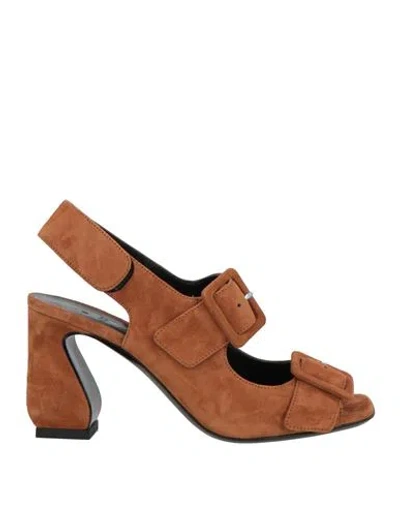 Sergio Rossi Woman Sandals Brown Size 8 Leather