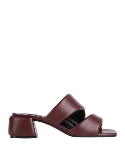 Sergio Rossi Woman Sandals Burgundy Size 5.5 Leather In Red