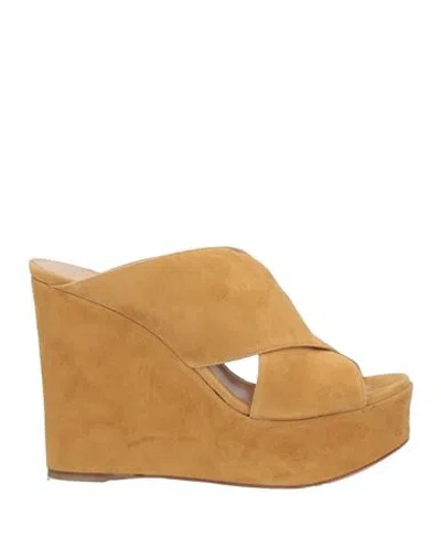 Sergio Rossi Woman Sandals Camel Size 10.5 Goat Skin In Beige