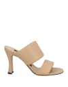 Sergio Rossi Woman Sandals Camel Size 6.5 Leather In Beige