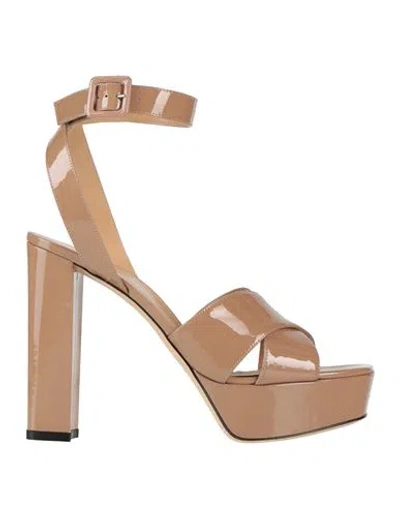 Sergio Rossi Woman Sandals Camel Size 7 Leather In Nude