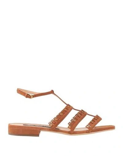 Sergio Rossi Woman Sandals Camel Size 8 Leather In Beige