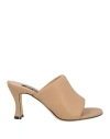 Sergio Rossi Woman Sandals Camel Size 7.5 Leather In Beige