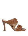 Sergio Rossi Woman Sandals Cocoa Size 7.5 Leather In Brown
