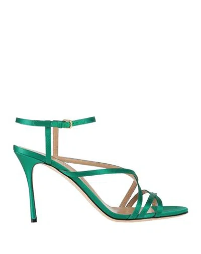 Sergio Rossi Woman Sandals Emerald Green Size 7 Textile Fibers