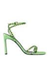 Sergio Rossi Woman Sandals Emerald Green Size 7.5 Pvc - Polyvinyl Chloride, Textile Fibers In Green
