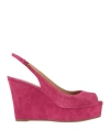 Sergio Rossi Woman Sandals Fuchsia Size 11 Leather In Pink