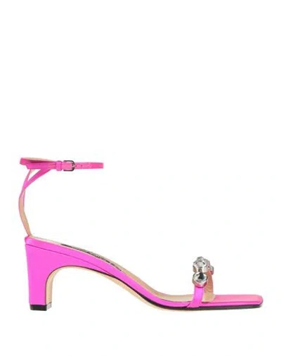Sergio Rossi Woman Sandals Fuchsia Size 5 Textile Fibers In Pink