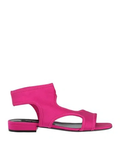 SERGIO ROSSI SERGIO ROSSI WOMAN SANDALS FUCHSIA SIZE 7 TEXTILE FIBERS
