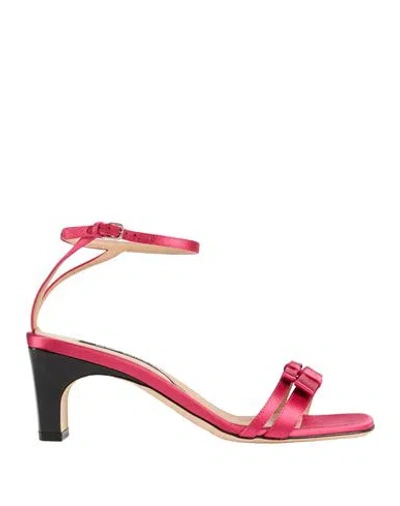 Sergio Rossi Woman Sandals Garnet Size 5.5 Textile Fibers In Red
