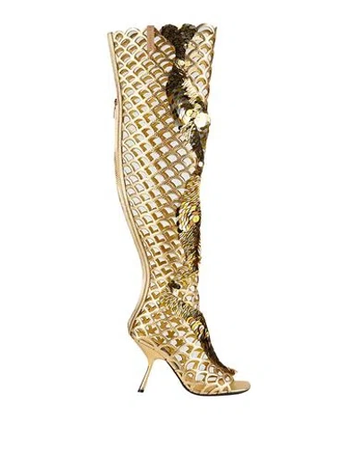 Sergio Rossi Woman Sandals Gold Size 7.5 Leather