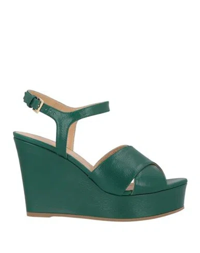 Sergio Rossi Woman Sandals Green Size 10 Leather