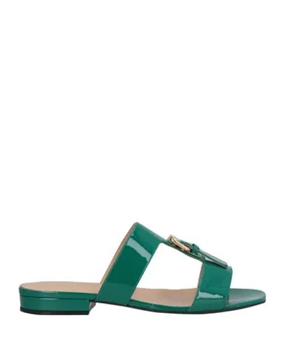 Sergio Rossi Woman Sandals Green Size 8 Leather