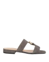Sergio Rossi Woman Sandals Grey Size 8 Leather In Gray
