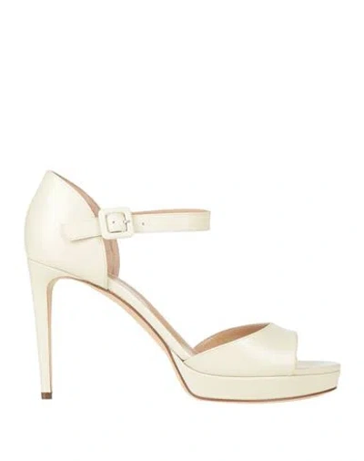 Sergio Rossi Woman Sandals Ivory Size 10.5 Leather In Neutral