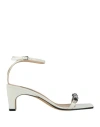 Sergio Rossi 60mm Embellished Glitter Leather Sandals In White