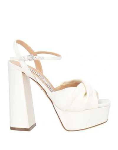 Sergio Rossi Woman Sandals Ivory Size 5.5 Textile Fibers In White