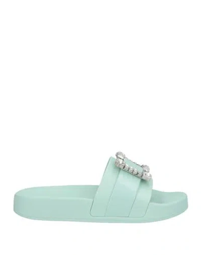 Sergio Rossi Woman Sandals Light Green Size 6 Rubber