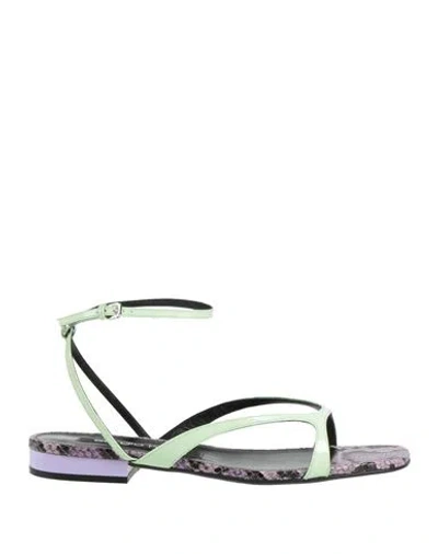 Sergio Rossi Woman Sandals Light Green Size 8 Leather In Multi