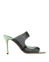 Sergio Rossi Mesh Detail Open-toe Pumps In Green