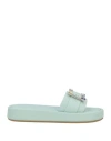 Sergio Rossi Woman Sandals Light Green Size 9.5 Leather In Green