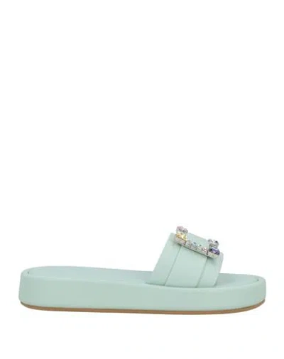 Sergio Rossi Woman Sandals Light Green Size 9.5 Leather