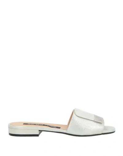 Sergio Rossi Woman Sandals Light Grey Size 7 Textile Fibers In Gray