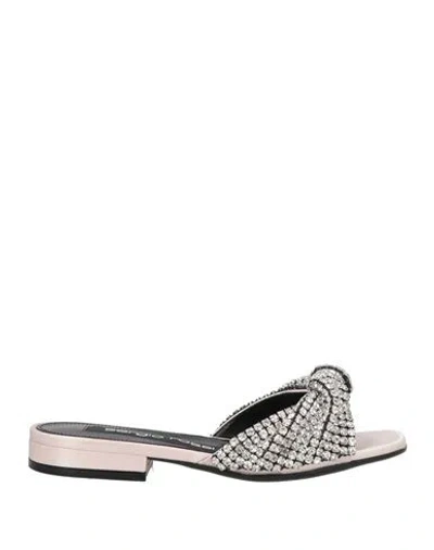 Sergio Rossi Woman Sandals Light Pink Size 7.5 Textile Fibers In Green