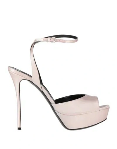 Sergio Rossi Woman Sandals Light Pink Size 8 Textile Fibers