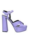 Sergio Rossi Woman Sandals Light Purple Size 7 Textile Fibers