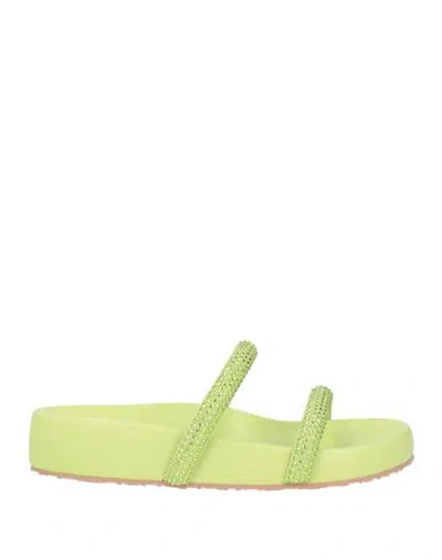 Sergio Rossi Woman Sandals Lime Green Size 11 Leather