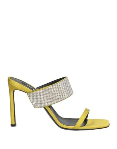 Sergio Rossi Woman Sandals Lime Green Size 11 Textile Fibers